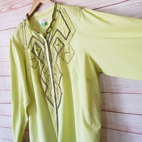 Pilcro Nayeli Beaded Embellished Western Style Cotton Shirt Blouse Size 3X - Picture 7 of 13